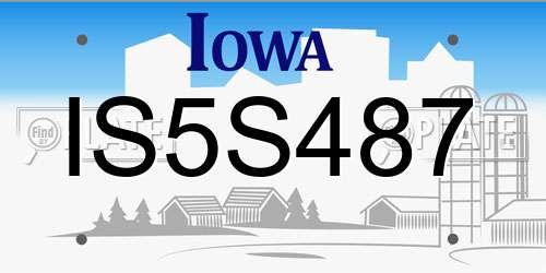 IS5S487 Iowa License Plate