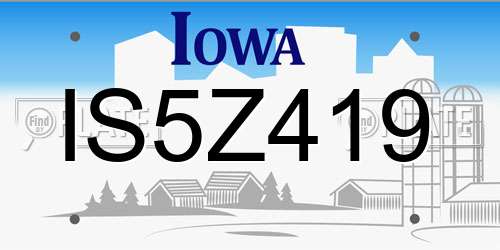 IS5Z419 Iowa License Plate