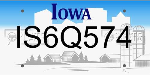 IS6Q574 Iowa License Plate