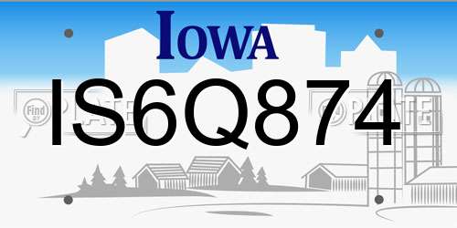 IS6Q874 Iowa License Plate
