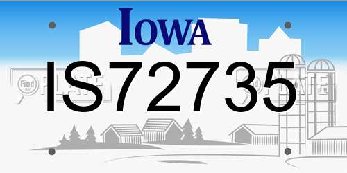IS72735 Iowa License Plate