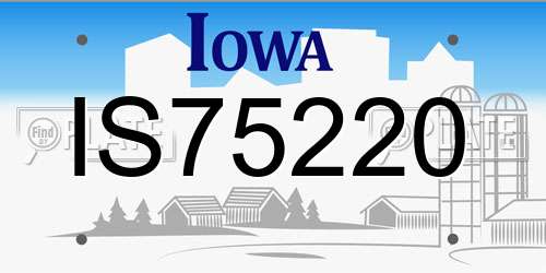 IS75220 Iowa License Plate