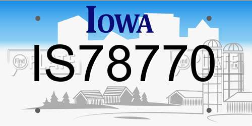 IS78770 Iowa License Plate