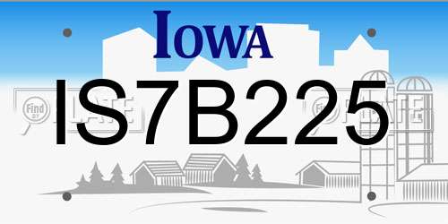IS7B225 Iowa License Plate