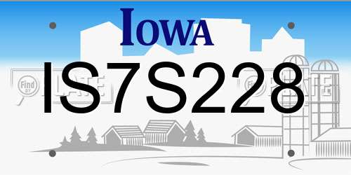 IS7S228 Iowa License Plate