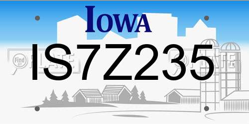IS7Z235 Iowa License Plate
