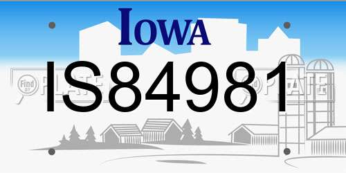 IS84981 Iowa License Plate