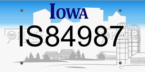 IS84987 Iowa License Plate