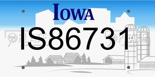 IS86731 Iowa License Plate