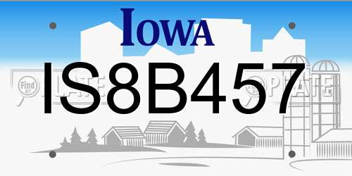 IS8B457 Iowa License Plate