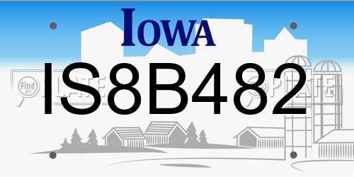 IS8B482 Iowa License Plate