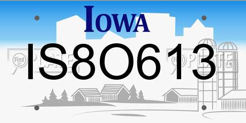 IS8O613 Iowa License Plate