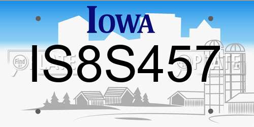 IS8S457 Iowa License Plate