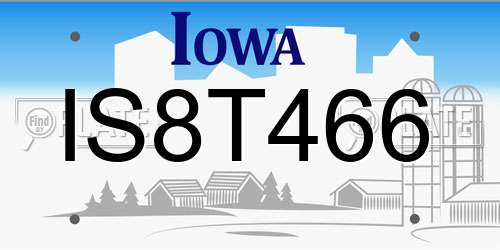 IS8T466 Iowa License Plate