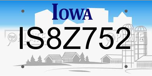 IS8Z752 Iowa License Plate