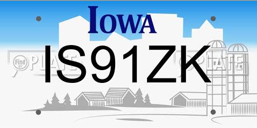 IS91ZK Iowa License Plate