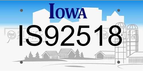 IS92518 Iowa License Plate