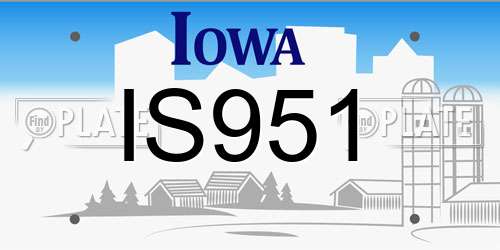IS951 Iowa License Plate