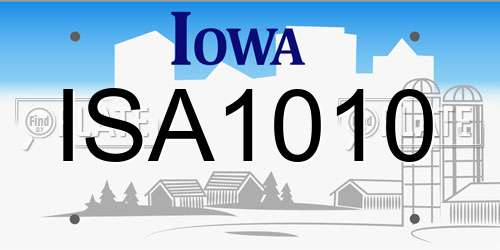 ISA1010 Iowa License Plate