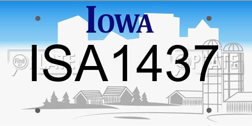 ISA1437 Iowa License Plate