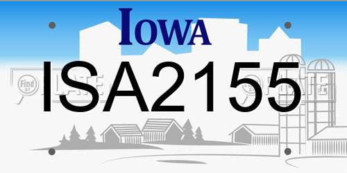 ISA2155 Iowa License Plate