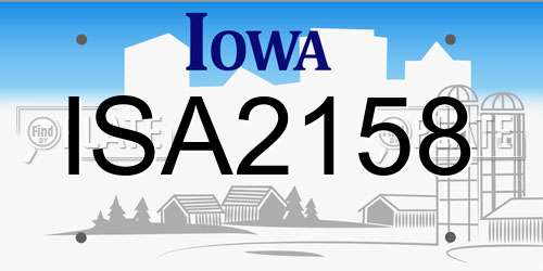 ISA2158 Iowa License Plate