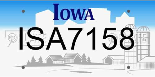 ISA7158 Iowa License Plate