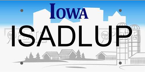 ISADLUP Iowa License Plate