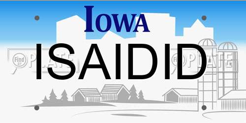 ISAIDID Iowa License Plate