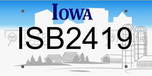 ISB2419 Iowa License Plate