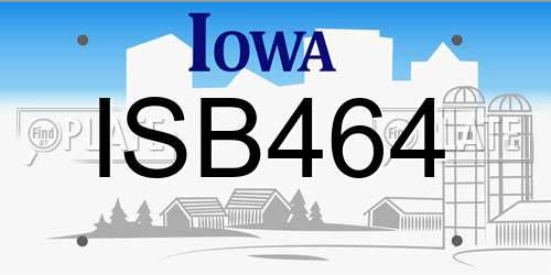 ISB464 Iowa License Plate