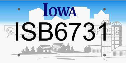 ISB6731 Iowa License Plate