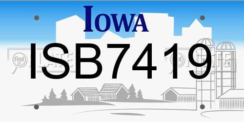 ISB7419 Iowa License Plate
