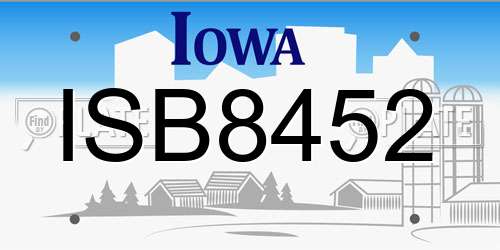 ISB8452 Iowa License Plate