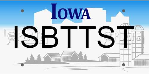 ISBTTST Iowa License Plate
