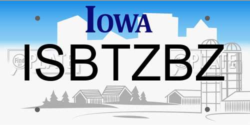 ISBTZBZ Iowa License Plate