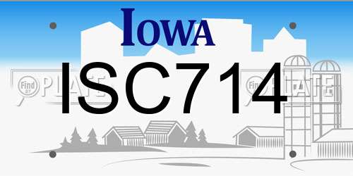 ISC714 Iowa License Plate