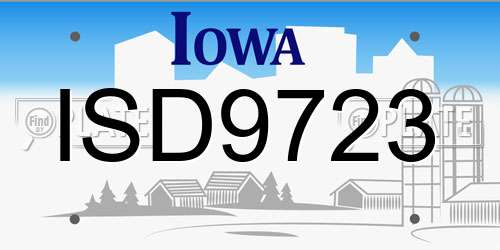 ISD9723 Iowa License Plate