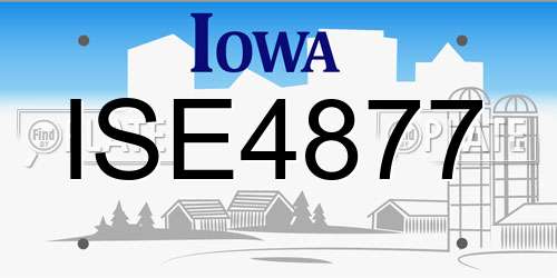 ISE4877 Iowa License Plate