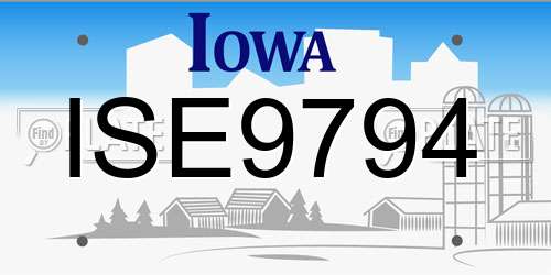 ISE9794 Iowa License Plate