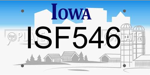 ISF546 Iowa License Plate