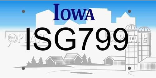 ISG799 Iowa License Plate