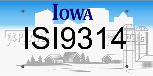 ISI9314 Iowa License Plate