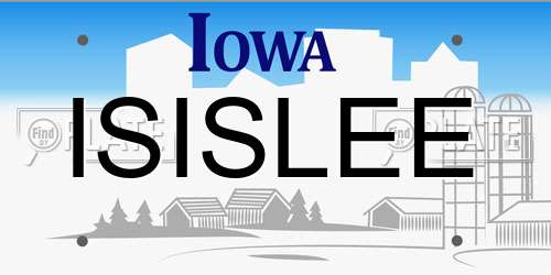 ISISLEE Iowa License Plate