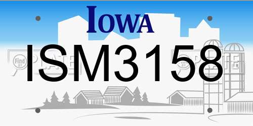 ISM3158 Iowa License Plate