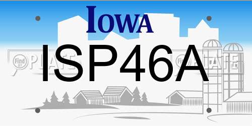 ISP46A Iowa License Plate
