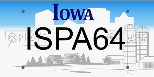 ISPA64 Iowa License Plate
