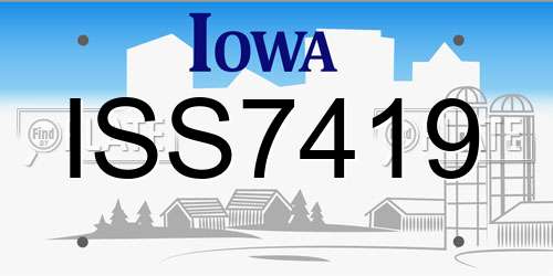 ISS7419 Iowa License Plate