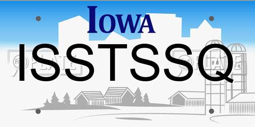 ISSTSSQ Iowa License Plate