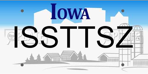 ISSTTSZ Iowa License Plate